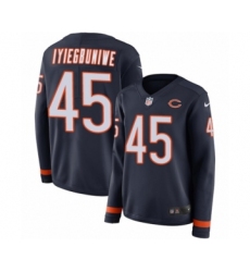Women's Nike Chicago Bears #45 Joel Iyiegbuniwe Limited Navy Blue Therma Long Sleeve NFL Jersey