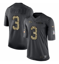 Youth Nike Baltimore Ravens #3 Robert Griffin III Limited Black 2016 Salute to Service NFL Jersey