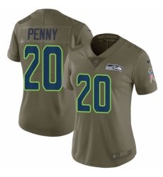 Women's Nike Seattle Seahawks #20 Rashaad Penny Limited Olive 2017 Salute to Service NFL Jersey