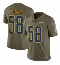 Men's Nike Los Angeles Chargers #58 Uchenna Nwosu Limited Olive 2017 Salute to Service NFL Jersey