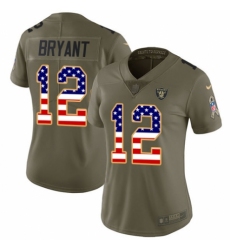Women's Nike Oakland Raiders #12 Martavis Bryant Limited Olive/USA Flag 2017 Salute to Service NFL Jersey