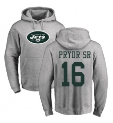 NFL Nike New York Jets #16 Terrelle Pryor Sr. Ash Name & Number Logo Pullover Hoodie