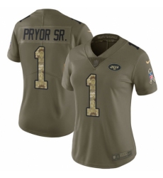 Women's Nike New York Jets #1 Terrelle Pryor Sr. Limited Olive/Camo 2017 Salute to Service NFL Jersey