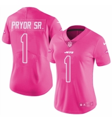 Women's Nike New York Jets #1 Terrelle Pryor Sr. Limited Pink Rush Fashion NFL Jersey