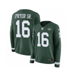 Women's Nike New York Jets #16 Terrelle Pryor Sr. Limited Green Therma Long Sleeve NFL Jersey