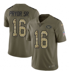 Youth Nike New York Jets #16 Terrelle Pryor Sr. Limited Olive Camo 2017 Salute to Service NFL Jersey