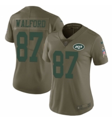 Women's Nike New York Jets #87 Clive Walford Limited Olive 2017 Salute to Service NFL Jersey