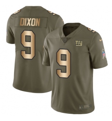 Men's Nike New York Giants #9 Riley Dixon Limited Olive Gold 2017 Salute to Service NFL Jersey