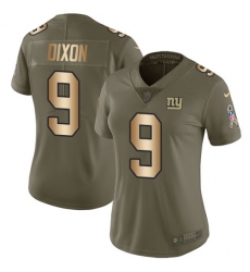 Women's Nike New York Giants #9 Riley Dixon Limited Olive Gold 2017 Salute to Service NFL Jersey
