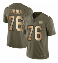 Men's Nike New York Giants #76 Nate Solder Limited Olive Gold 2017 Salute to Service NFL Jersey