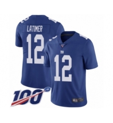 Men's New York Giants #12 Cody Latimer Royal Blue Team Color Vapor Untouchable Limited Player 100th Season Football Jersey