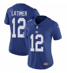 Women's Nike New York Giants #12 Cody Latimer Royal Blue Team Color Vapor Untouchable Elite Player NFL Jersey