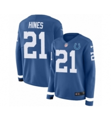 Women's Nike Indianapolis Colts #21 Nyheim Hines Limited Blue Therma Long Sleeve NFL Jersey
