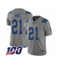 Youth Indianapolis Colts #21 Nyheim Hines Limited Gray Inverted Legend 100th Season Football Jersey