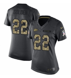 Women's Nike Kansas City Chiefs #22 Robert Golden Limited Black 2016 Salute to Service NFL Jersey