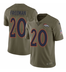 Men's Nike Denver Broncos #20 Royce Freeman Limited Olive 2017 Salute to Service NFL Jersey