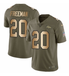 Men's Nike Denver Broncos #20 Royce Freeman Limited Olive/Gold 2017 Salute to Service NFL Jersey