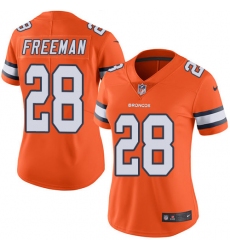Women Nike Denver Broncos #28 Royce Freeman Limited Orange Rush Vapor Untouchable NFL Jersey