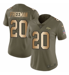 Women's Nike Denver Broncos #20 Royce Freeman Limited Olive/Gold 2017 Salute to Service NFL Jersey