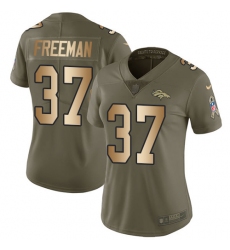 Women's Nike Denver Broncos #37 Royce Freeman Limited Olive Gold 2017 Salute to Service NFL Jersey