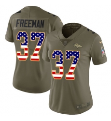 Women's Nike Denver Broncos #37 Royce Freeman Limited Olive USA Flag 2017 Salute to Service NFL Jersey