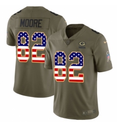 Men's Nike Green Bay Packers #82 J'Mon Moore Limited Olive/USA Flag 2017 Salute to Service NFL Jersey