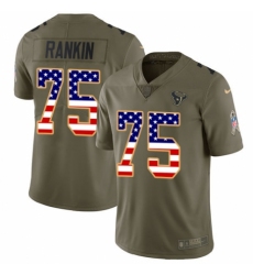 Men's Nike Houston Texans #75 Martinas Rankin Limited Olive USA Flag 2017 Salute to Service NFL Jersey