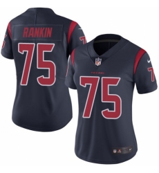 Women's Nike Houston Texans #75 Martinas Rankin Limited Navy Blue Rush Vapor Untouchable NFL Jersey