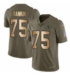 Youth Nike Houston Texans #75 Martinas Rankin Limited Olive Gold 2017 Salute to Service NFL Jersey