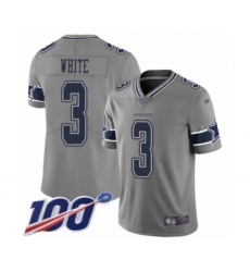 Men's Dallas Cowboys #3 Mike White Limited Gray Inverted Legend 100th Season Football Jersey