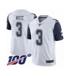 Men's Dallas Cowboys #3 Mike White Limited White Rush Vapor Untouchable 100th Season Football Jersey