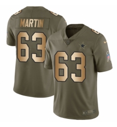Youth Nike Dallas Cowboys #63 Marcus Martin Limited Olive/Gold 2017 Salute to Service NFL Jersey