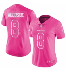 Women's Nike Cincinnati Bengals #8 Logan Woodside Limited Pink Rush Fashion NFL Jersey