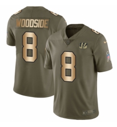 Youth Nike Cincinnati Bengals #8 Logan Woodside Limited Olive/Gold 2017 Salute to Service NFL Jersey