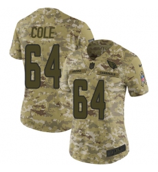 Women's Nike Arizona Cardinals #64 Mason Cole Limited Camo 2018 Salute to Service NFL Jersey