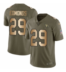 Youth Nike Arizona Cardinals #29 Chase Edmonds Limited Olive/Gold 2017 Salute to Service NFL Jersey