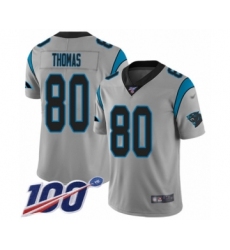 Men's Carolina Panthers #80 Ian Thomas Silver Inverted Legend Limited 100th Season Football Jersey