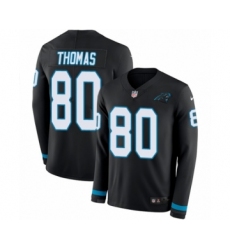 Men's Nike Carolina Panthers #80 Ian Thomas Limited Black Therma Long Sleeve NFL Jersey