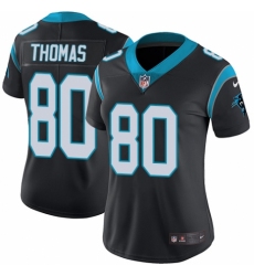 Women's Nike Carolina Panthers #80 Ian Thomas Black Team Color Vapor Untouchable Limited Player NFL Jersey