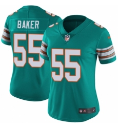 Women's Nike Miami Dolphins #55 Jerome Baker Aqua Green Alternate Vapor Untouchable Limited Player NFL Jersey