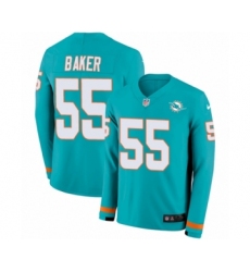 Youth Nike Miami Dolphins #55 Jerome Baker Limited Aqua Therma Long Sleeve NFL Jersey