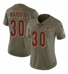 Women's Nike Cincinnati Bengals #30 Jessie Bates III Limited Olive 2017 Salute to Service NFL Jersey