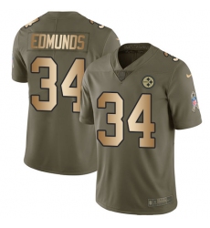 Youth Nike Pittsburgh Steelers #34 Terrell Edmunds Limited Olive Gold 2017 Salute to Service NFL Jersey