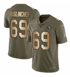 Men's Nike San Francisco 49ers #69 Mike McGlinchey Limited Olive Gold 2017 Salute to Service NFL Jersey