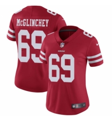 Women's Nike San Francisco 49ers #69 Mike McGlinchey Red Team Color Vapor Untouchable Elite Player NFL Jersey