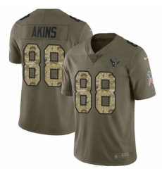 Men's Nike Houston Texans #88 Jordan Akins Limited Olive Camo 2017 Salute to Service NFL Jersey