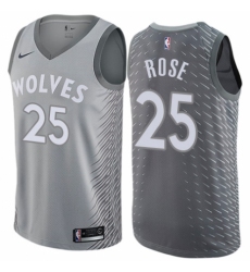 Men's Nike Minnesota Timberwolves #25 Derrick Rose Authentic Gray NBA Jersey - City Edition
