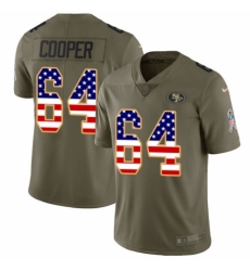 Men's Nike San Francisco 49ers #64 Jonathan Cooper Limited Olive/USA Flag 2017 Salute to Service NFL Jersey