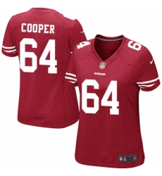 Women's Nike San Francisco 49ers #64 Jonathan Cooper Game Red Team Color NFL Jersey