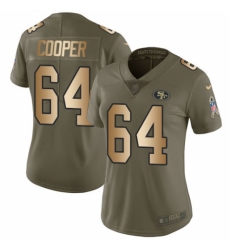 Women's Nike San Francisco 49ers #64 Jonathan Cooper Limited Olive/Gold 2017 Salute to Service NFL Jersey